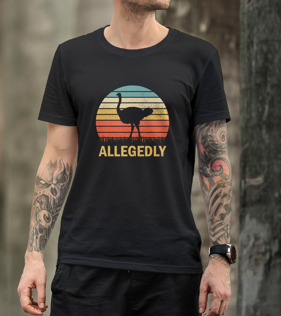 Allegedly Vintage Retro Ostrich Silhouette Stripes T-Shirt