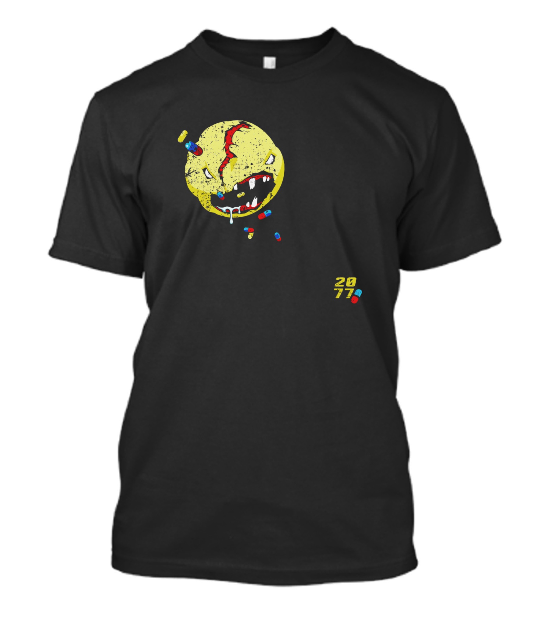 Vs 2077 Pills Cracked Yellow Face T-Shirt