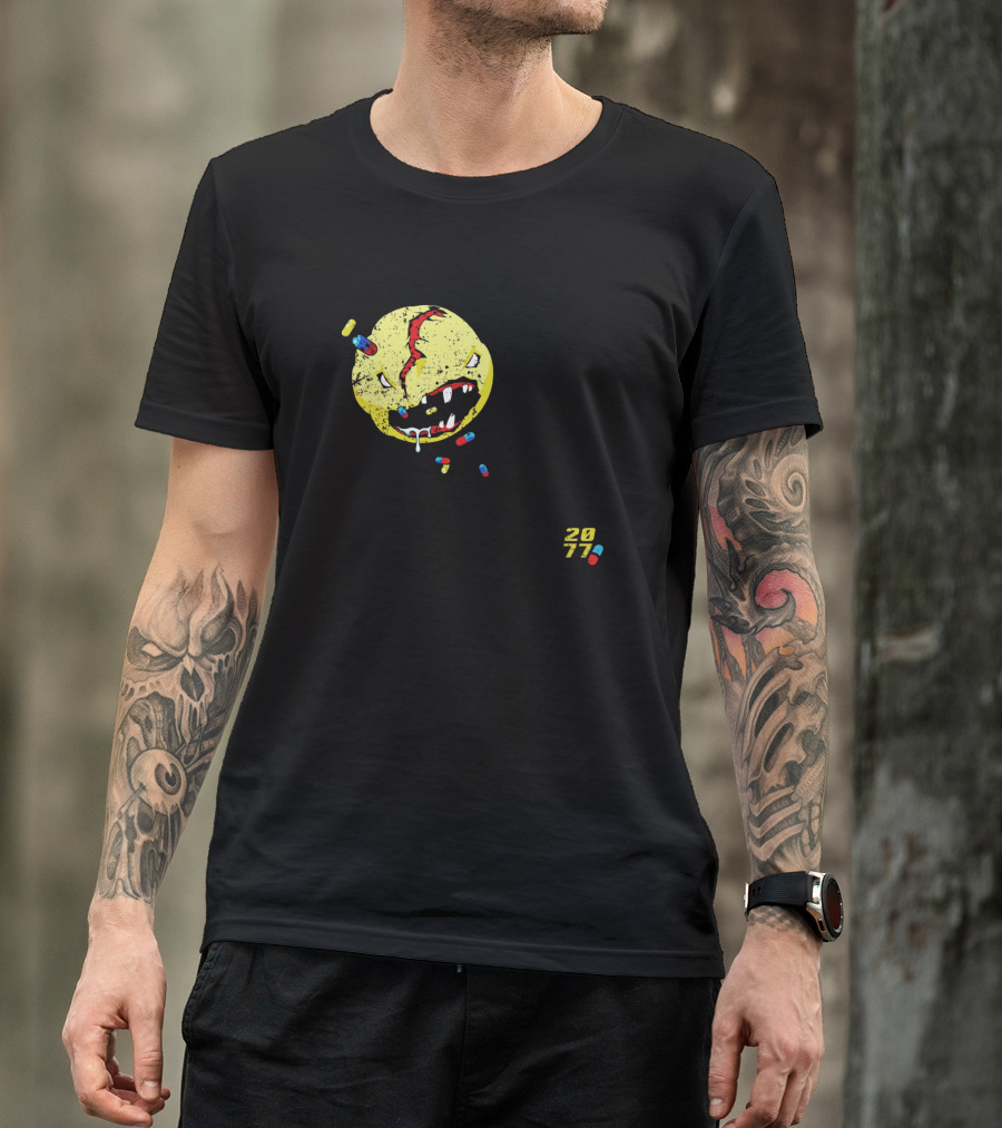 Vs 2077 Pills Cracked Yellow Face T-Shirt