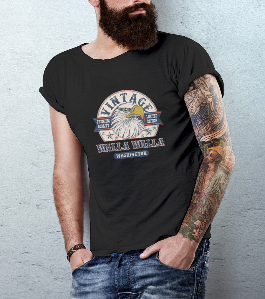 Vintage Eagle Walla Walla Washington Premium Quality T-Shirt