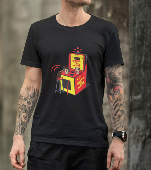 Whac A Male Arcade Machine With Cartoon Characters And Hammer T-Shirt