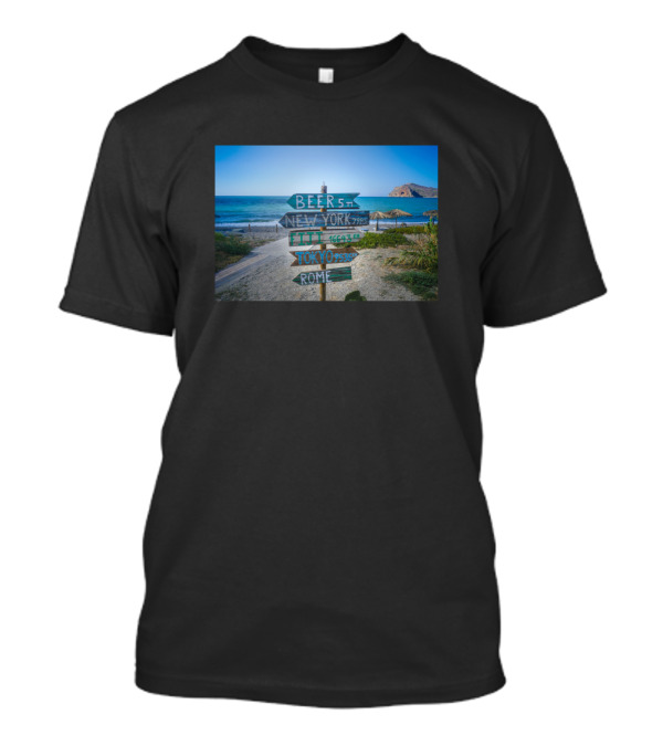 BEER New York City Tokyo Rome Direction Signs By The Beach T-Shirt
