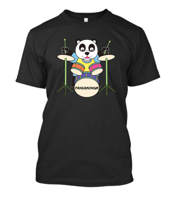 Funny Panda Pandamonium Playing The Drums T-Shirt