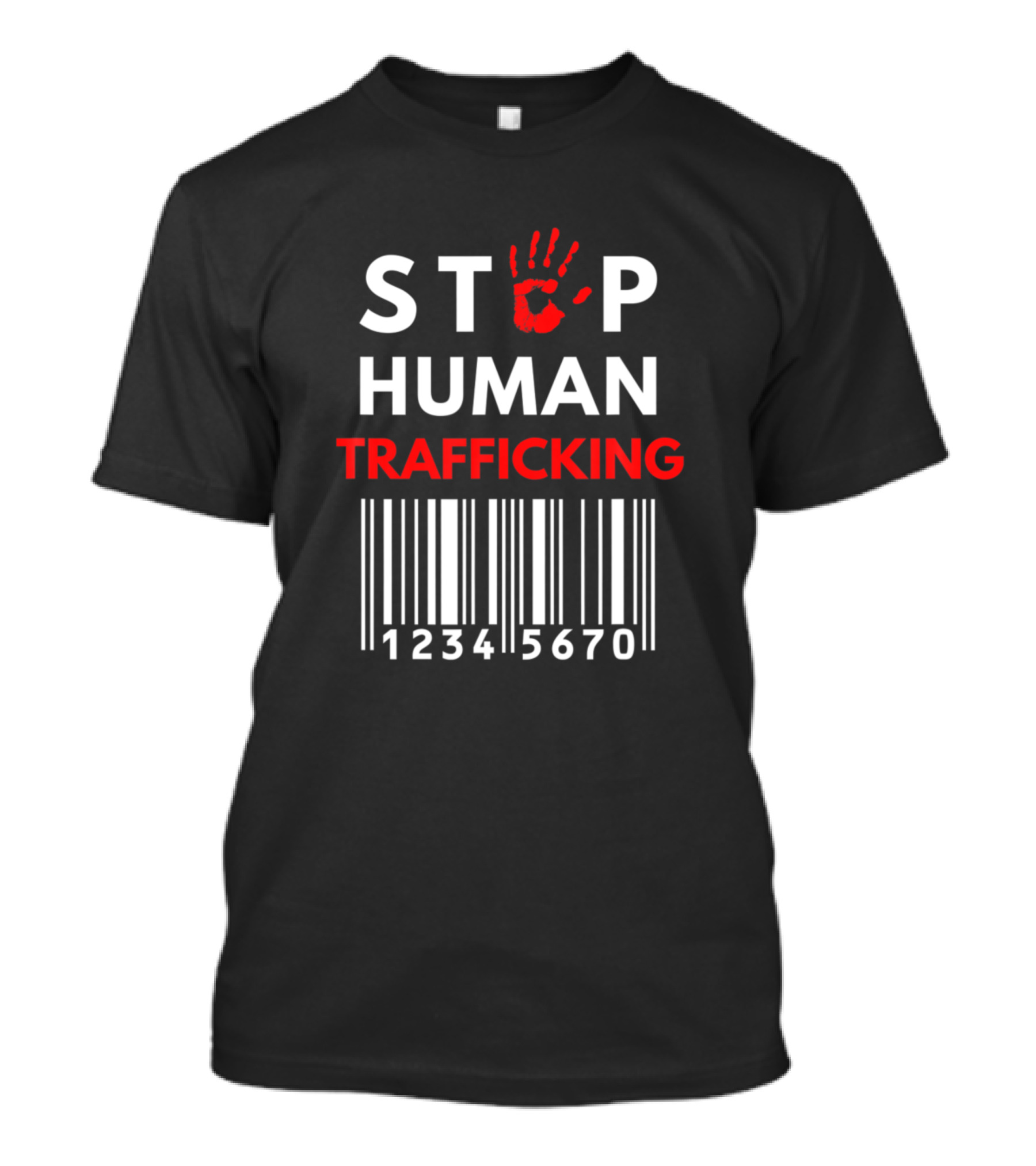 STOP Human Trafficking Barcode Handprint 12345670 T-Shirt