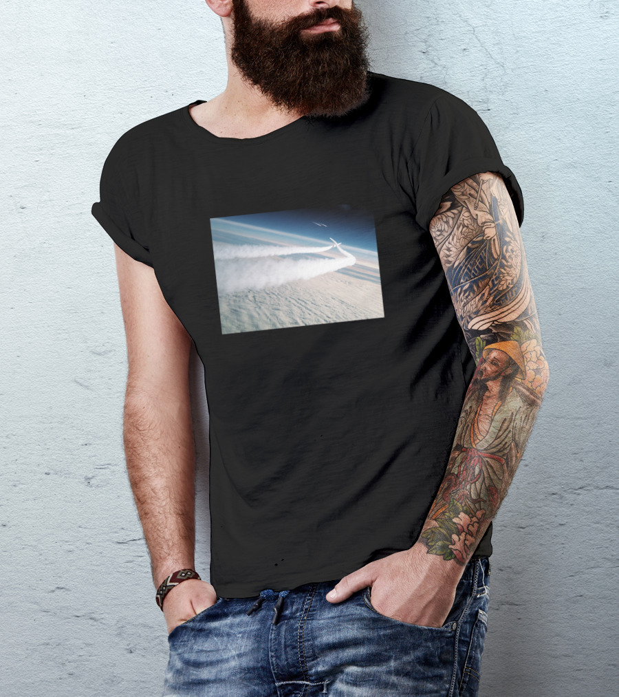 Interception Contrail Sky View Airplane Scene T-Shirt