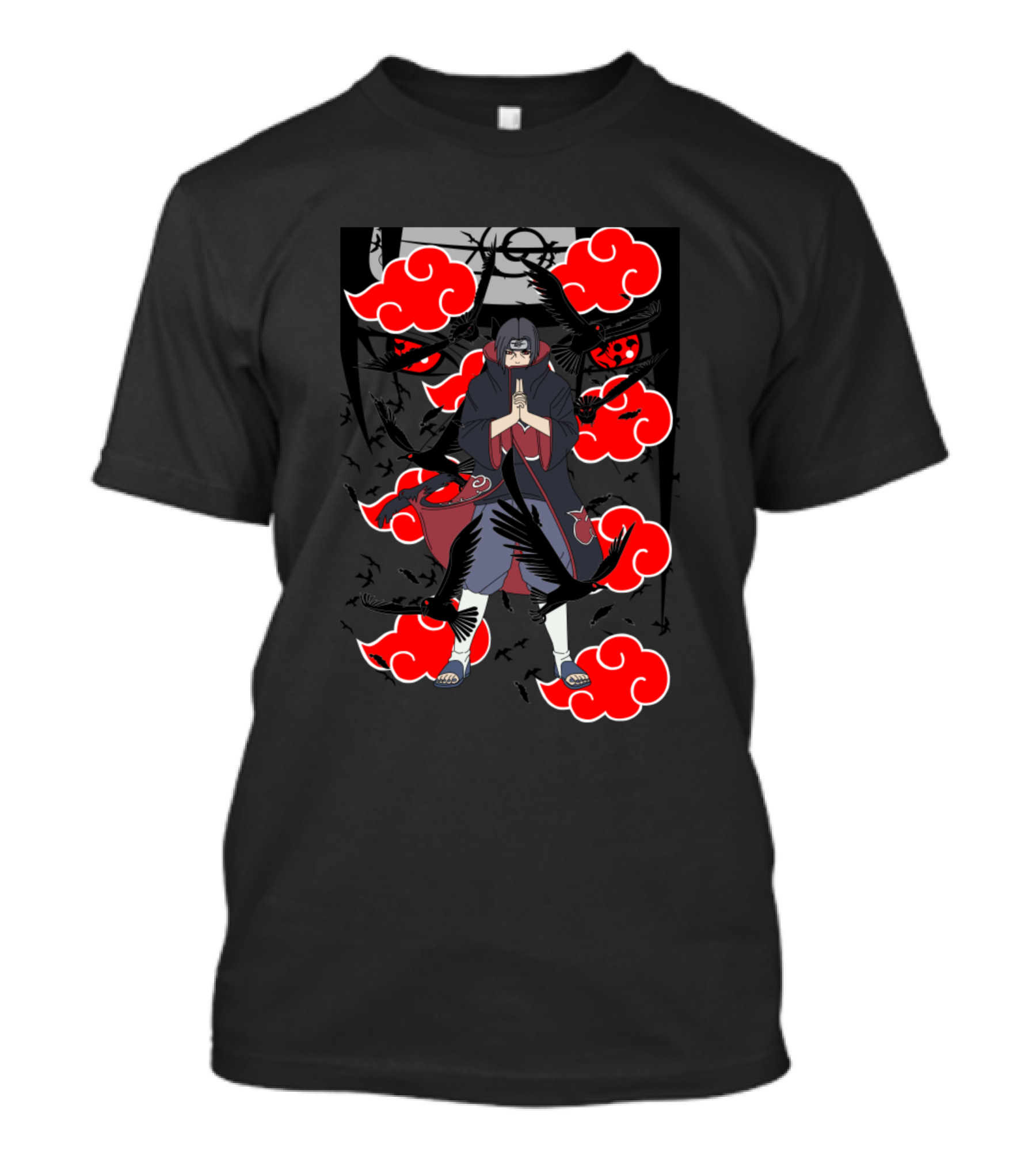 Itachi Mangekyo Sharingan Akatsuki Clouds Crows Aura T-Shirt
