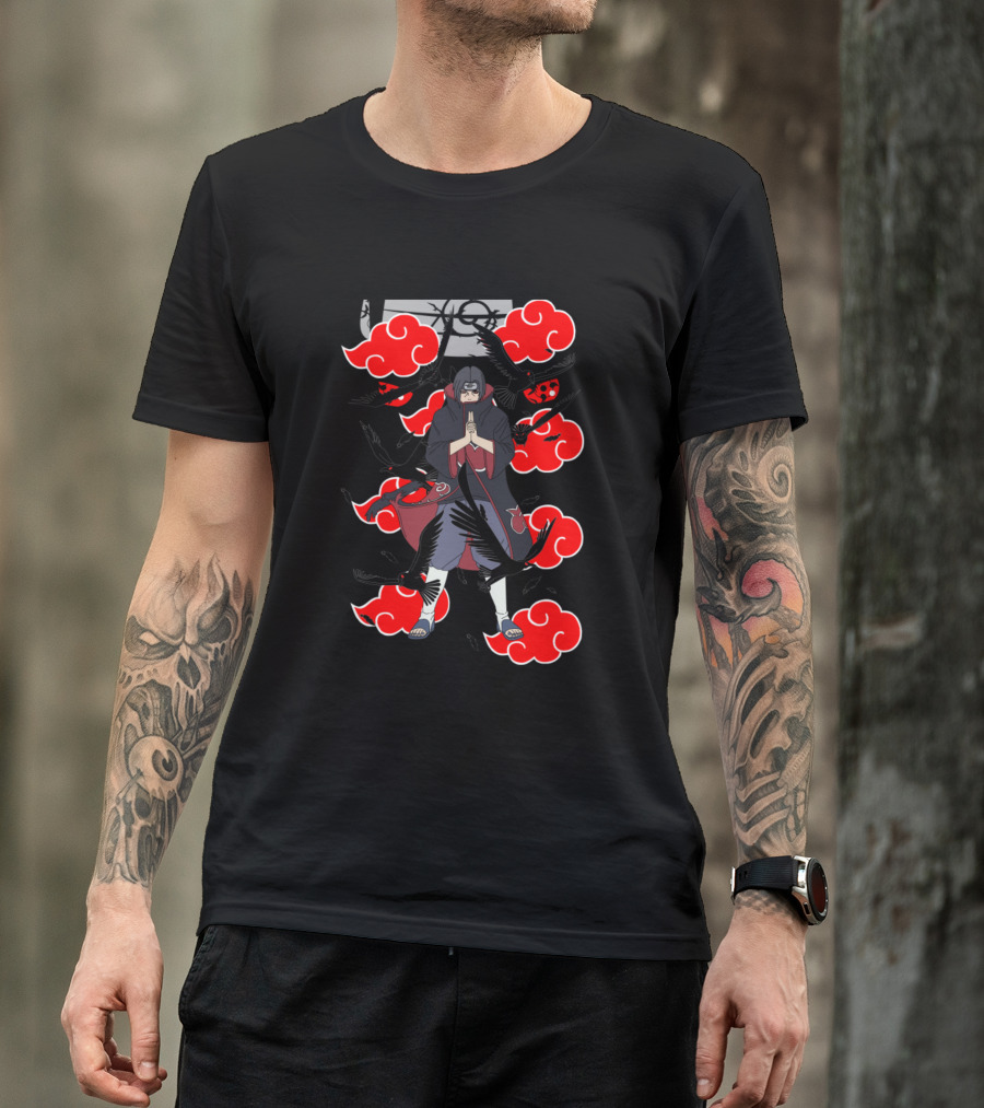 Itachi Mangekyo Sharingan Akatsuki Clouds Crows Aura T-Shirt