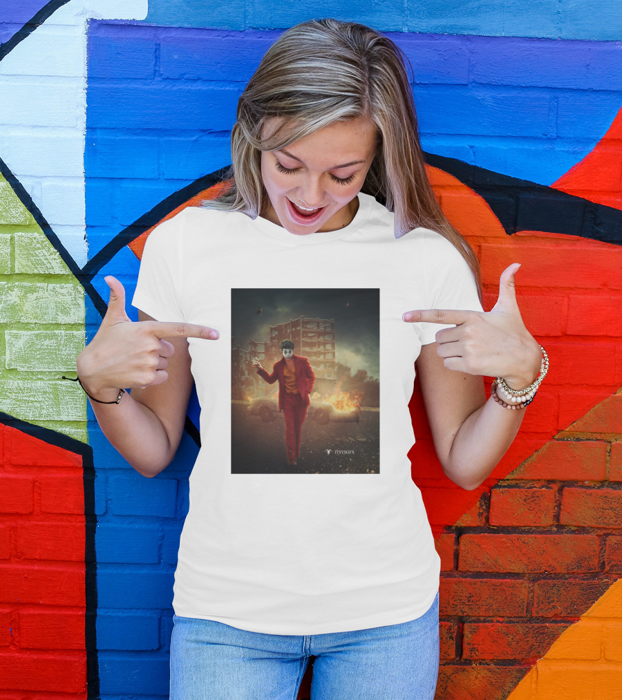 Jaehyun Joker Red Suit Burning City Scene By ItsYGFX T-Shirt