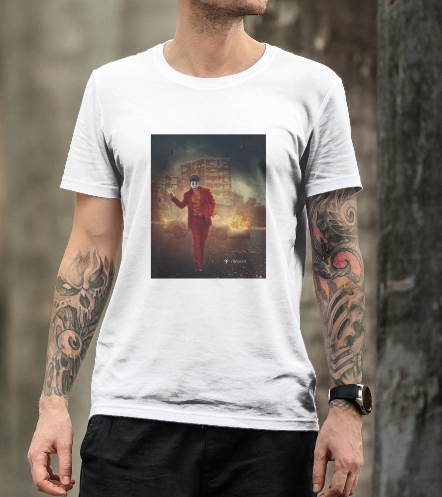 Jaehyun Joker Red Suit Burning City Scene By ItsYGFX T-Shirt