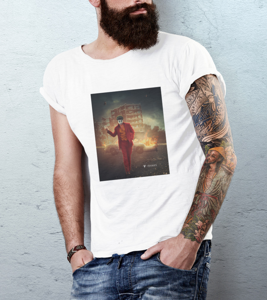 Jaehyun Joker Red Suit Burning City Scene By ItsYGFX T-Shirt