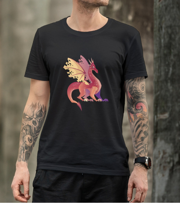 Legend Standing Dragon Crimson Winged Mythical Creature T-Shirt