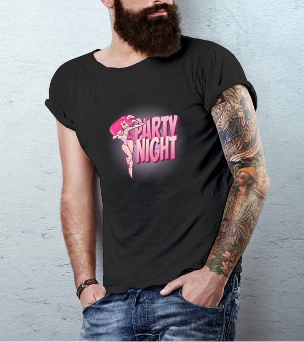 PARTY NIGHT Pink-Haired Character T-Shirt