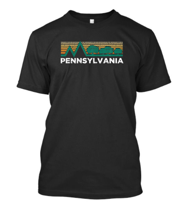Pennsylvania Vintage Outdoors Tree Sunset Souvenir Mountain Horizon T-Shirt