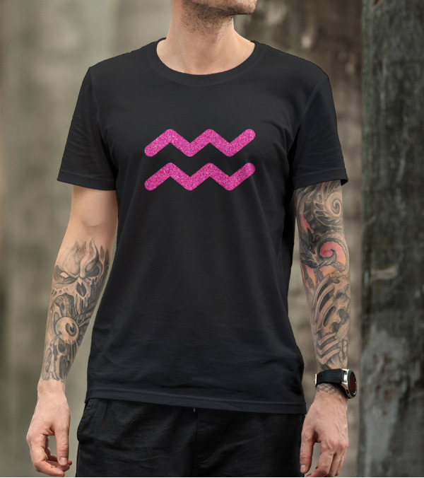 Pink Glitter Aquarius Zodiac T-Shirt