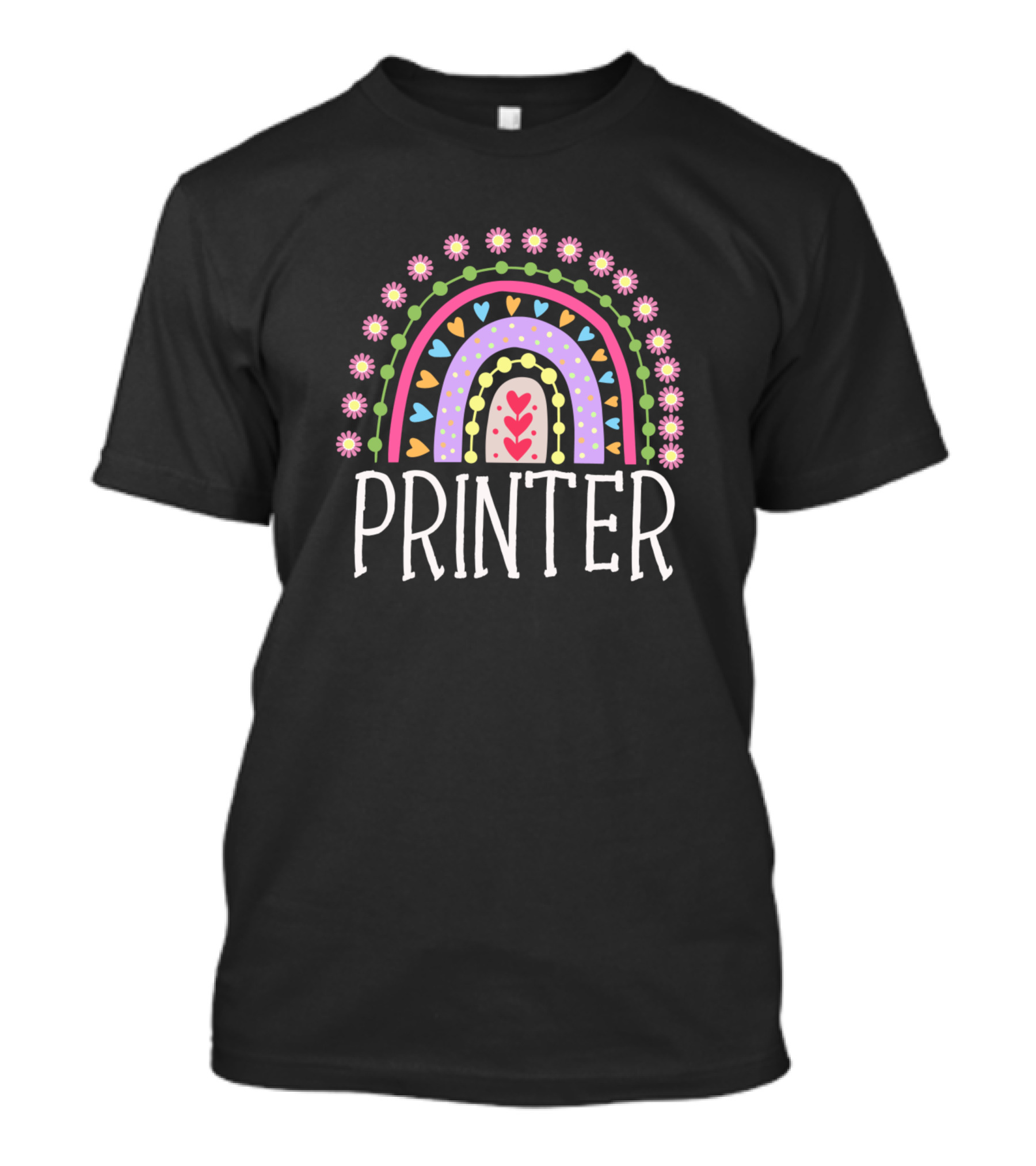 PRINTER Rainbow Hearts And Flowers T-Shirt