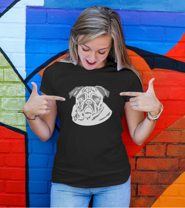Pug Face Gray Colors T-Shirt