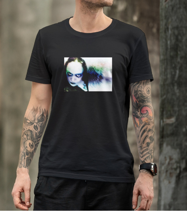Rainbow Creepy Face With Wings Mystical Gothic Aura T-Shirt