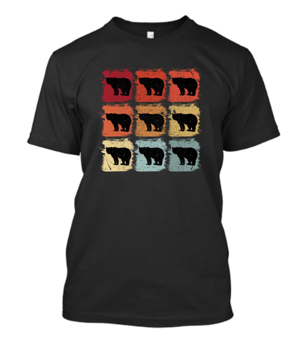 Retro Pop Art Bear Animal Nine Color Grid T-Shirt