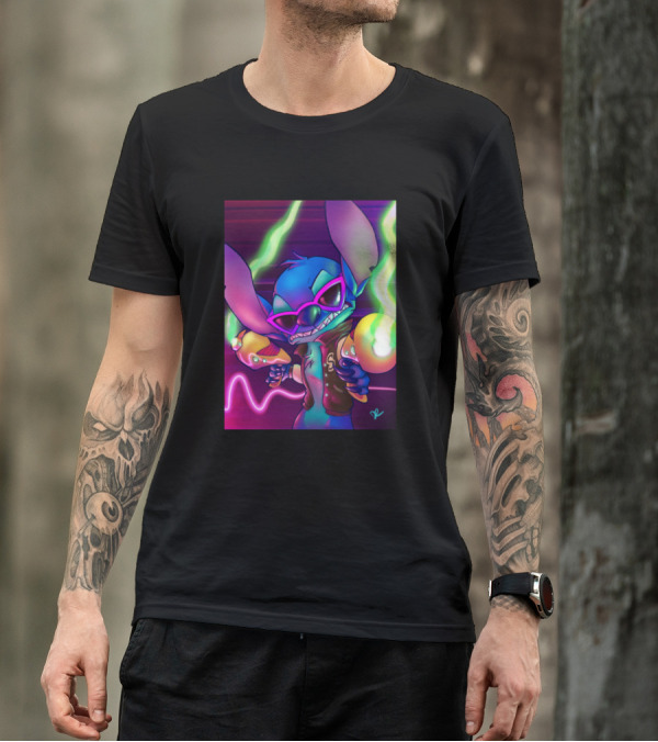 Retro Neon Stitch Laser Vibes T-Shirt