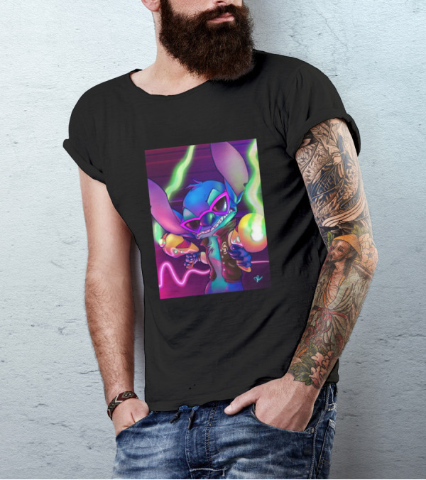 Retro Neon Stitch Laser Vibes T-Shirt