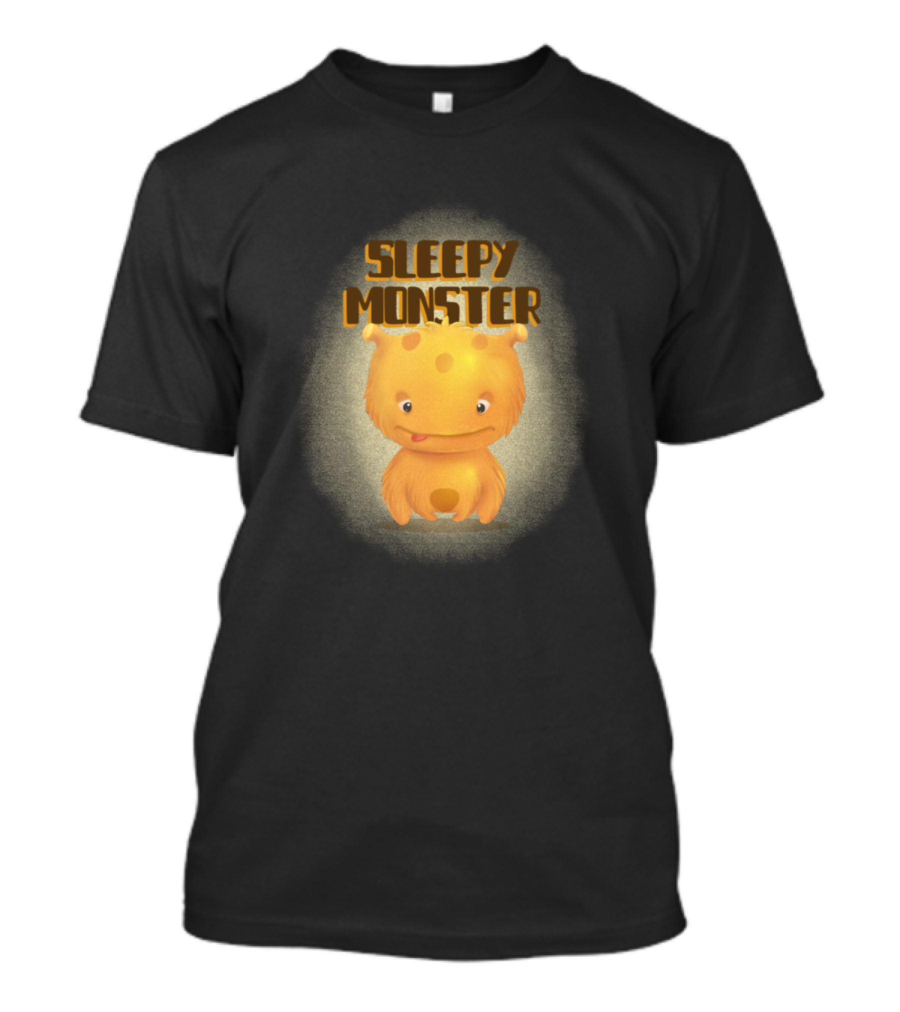 Sleepy Monster Cute Orange Creature With Tongue Out And Horns T-Shirt