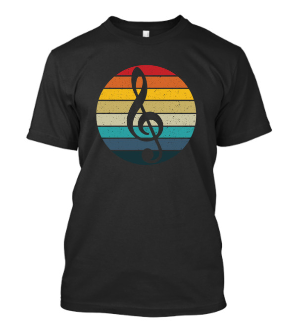 Treble Clef Sunset Karaoke Party Night Retro Circle T-Shirt
