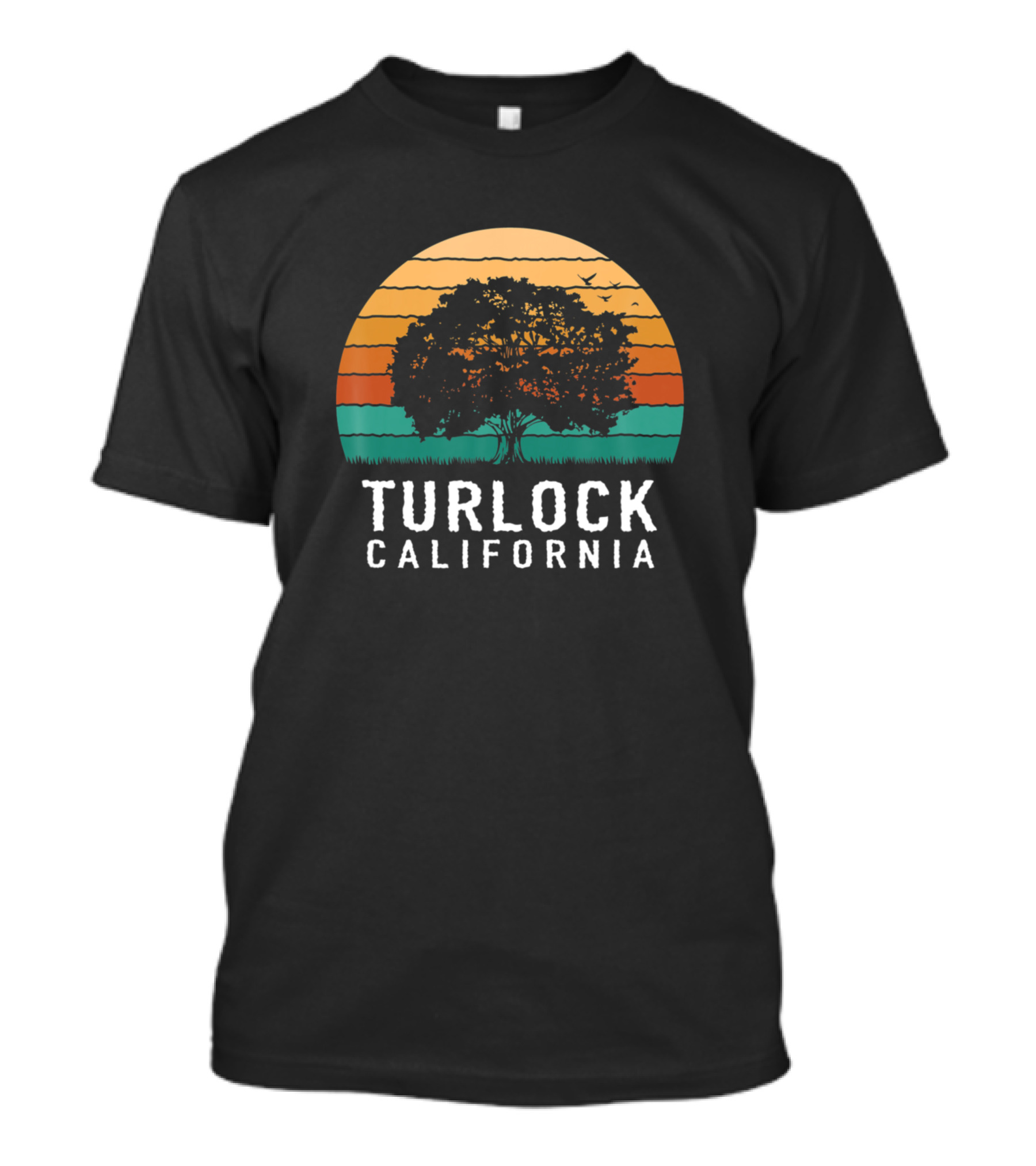 Turlock California Vintage Sunset Tree T-Shirt