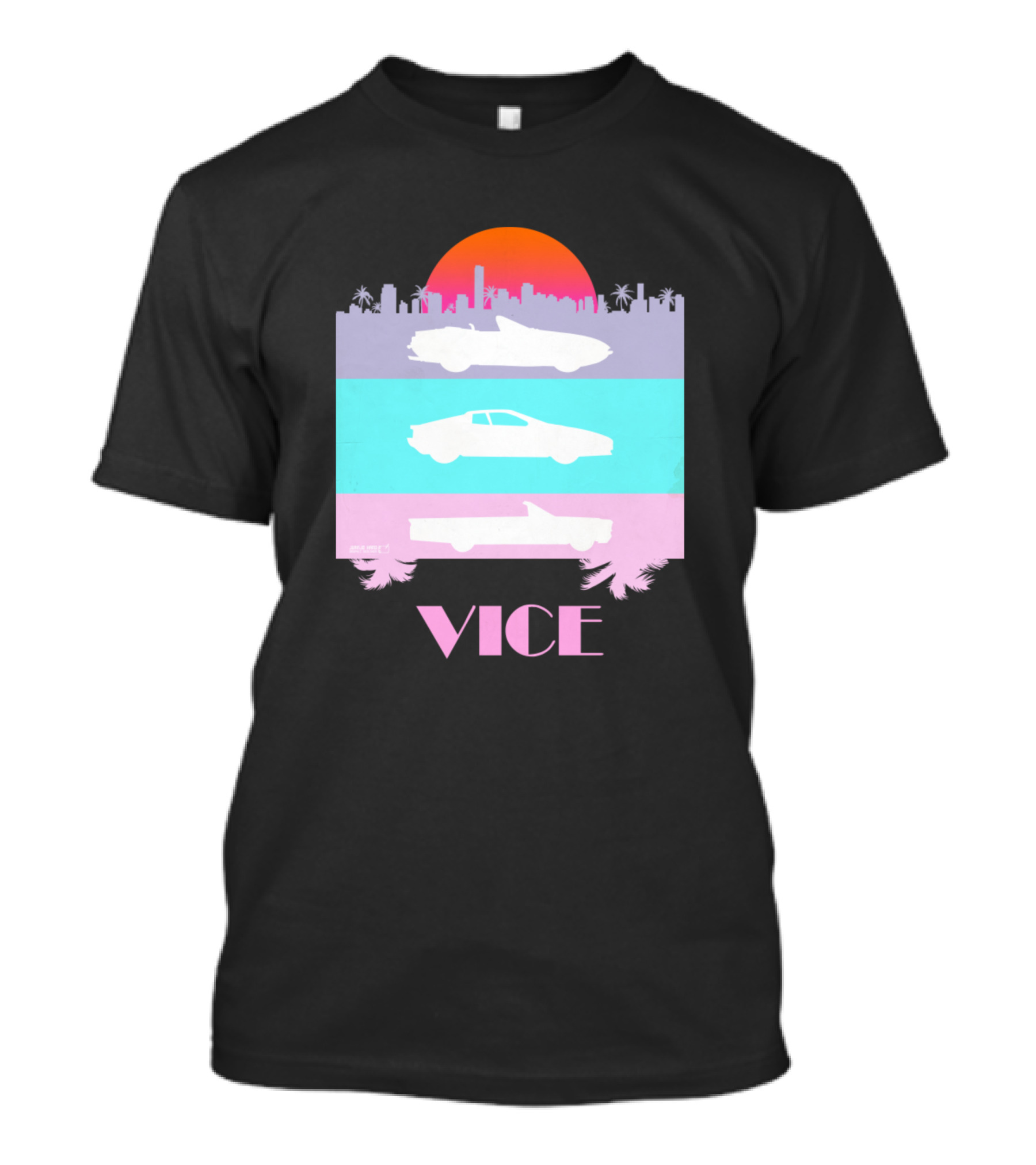 Vice Miami Sunset Cars Retro Cityscape T-Shirt