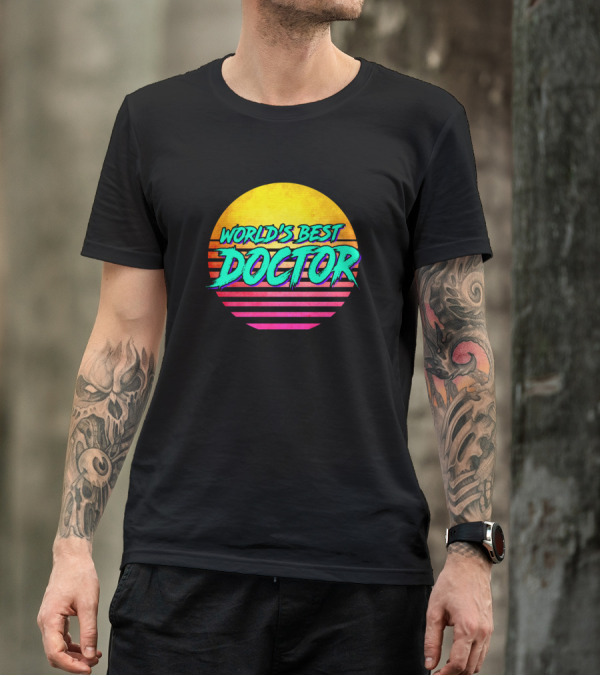 World's Best Doctor Retro Sunset T-Shirt