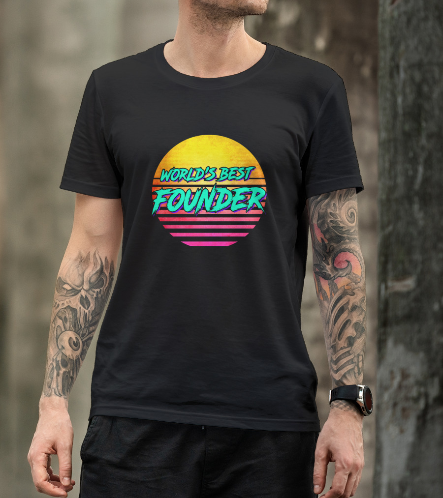 World's Best Founder Retro Sunset T-Shirt