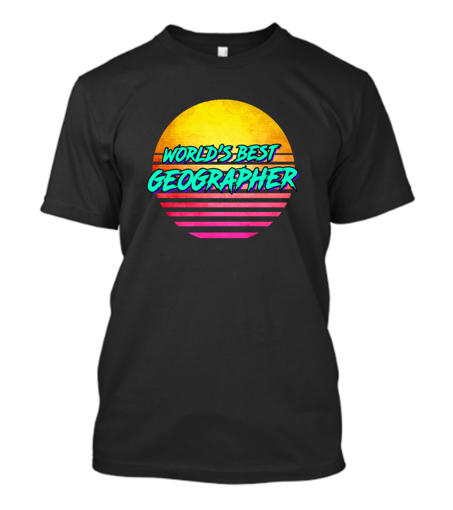 World's Best Geographer Retro Sunset T-Shirt