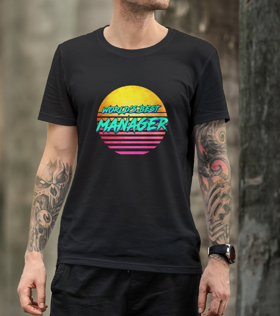 World's Best Manager Retro Sunset T-Shirt