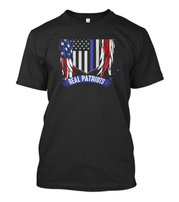 Real Patriots Back The Blue American Flag Wings T-Shirt