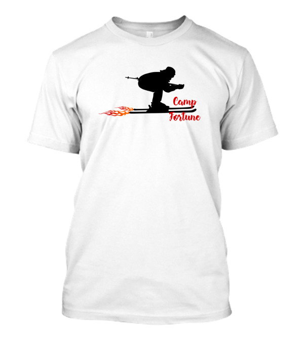 Camp Fortune Canada Skiing Silhouette With Fire Trail T-Shirt