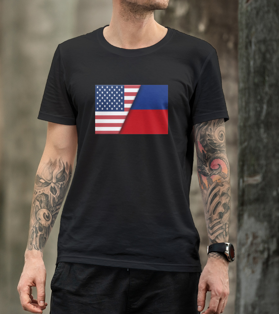 Usa Flag Haiti Haitian Flag Immigrant Ancestry Hom Unity Heritage T-Shirt
