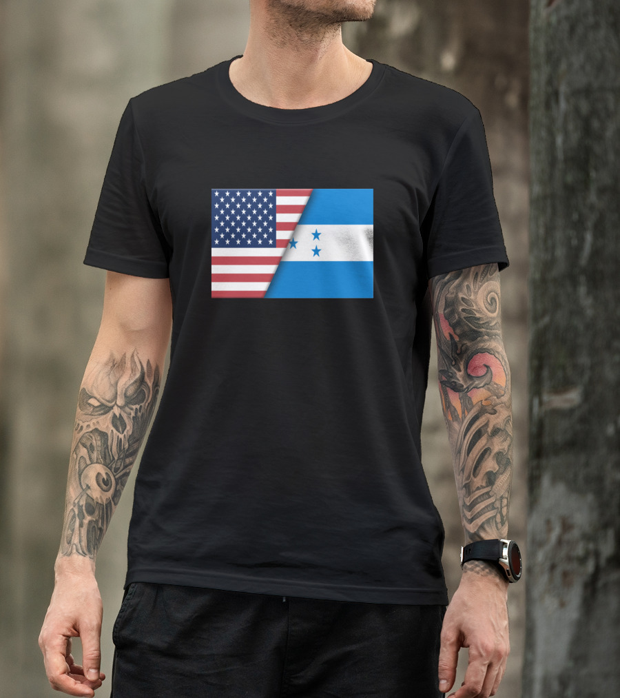 USA Flag Honduras Honduran Flag Immigrant Ancestry Dual Nationality Heritage T-Shirt