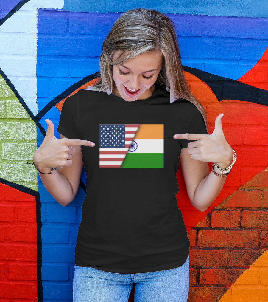 USA Flag India Indian Flag Immigrant Ancestry Home Connection T-Shirt
