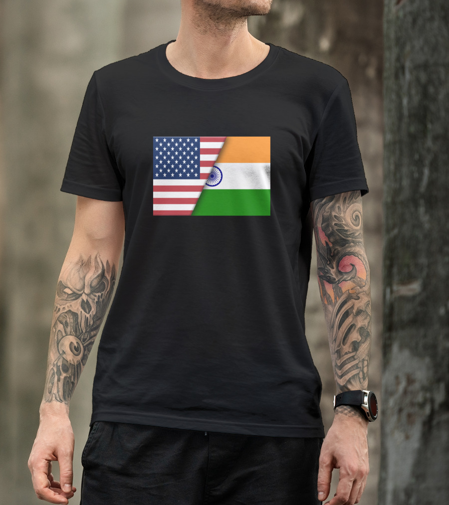 USA Flag India Indian Flag Immigrant Ancestry Home Connection T-Shirt