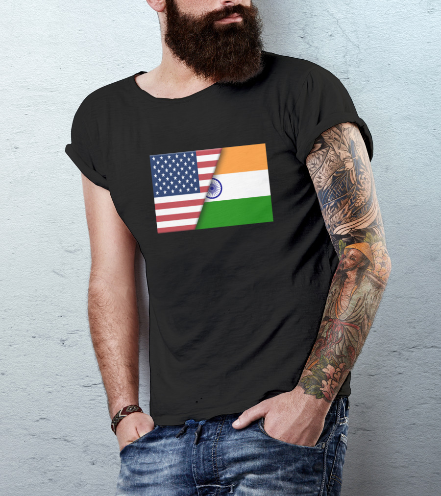 USA Flag India Indian Flag Immigrant Ancestry Home Connection T-Shirt