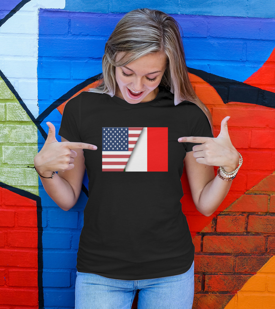 Usa Flag Italy Italian Flag Immigrant Ancestry Hom Heritage Fusion T-Shirt