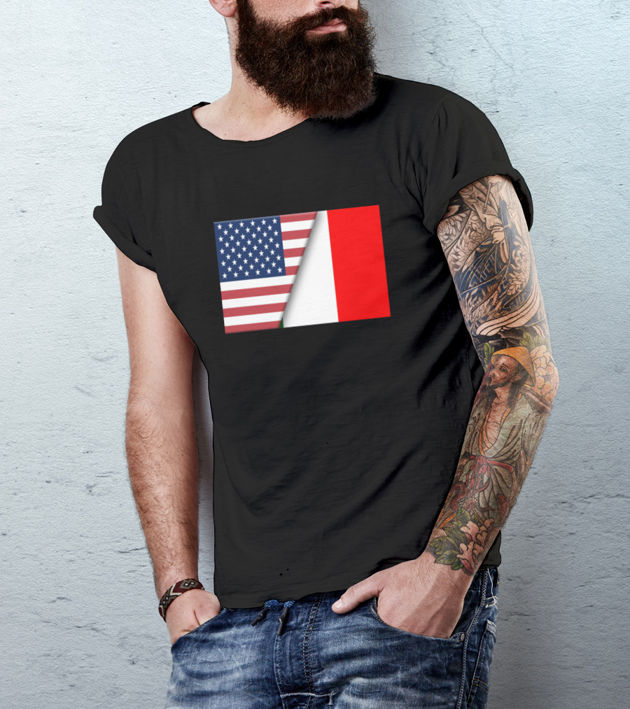 Usa Flag Italy Italian Flag Immigrant Ancestry Hom Heritage Fusion T-Shirt
