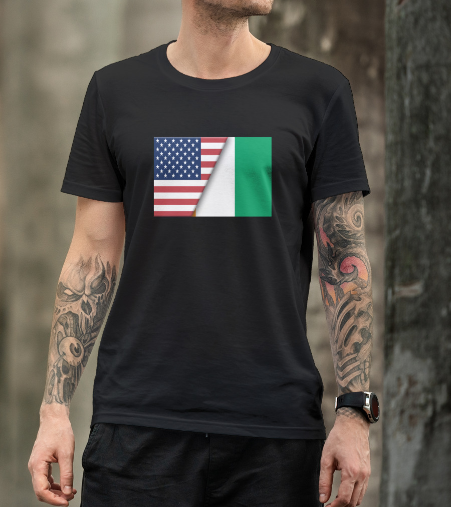 Usa Flag Ivory Coast Immigrant Ancestry Homeland Dual Flags T-Shirt