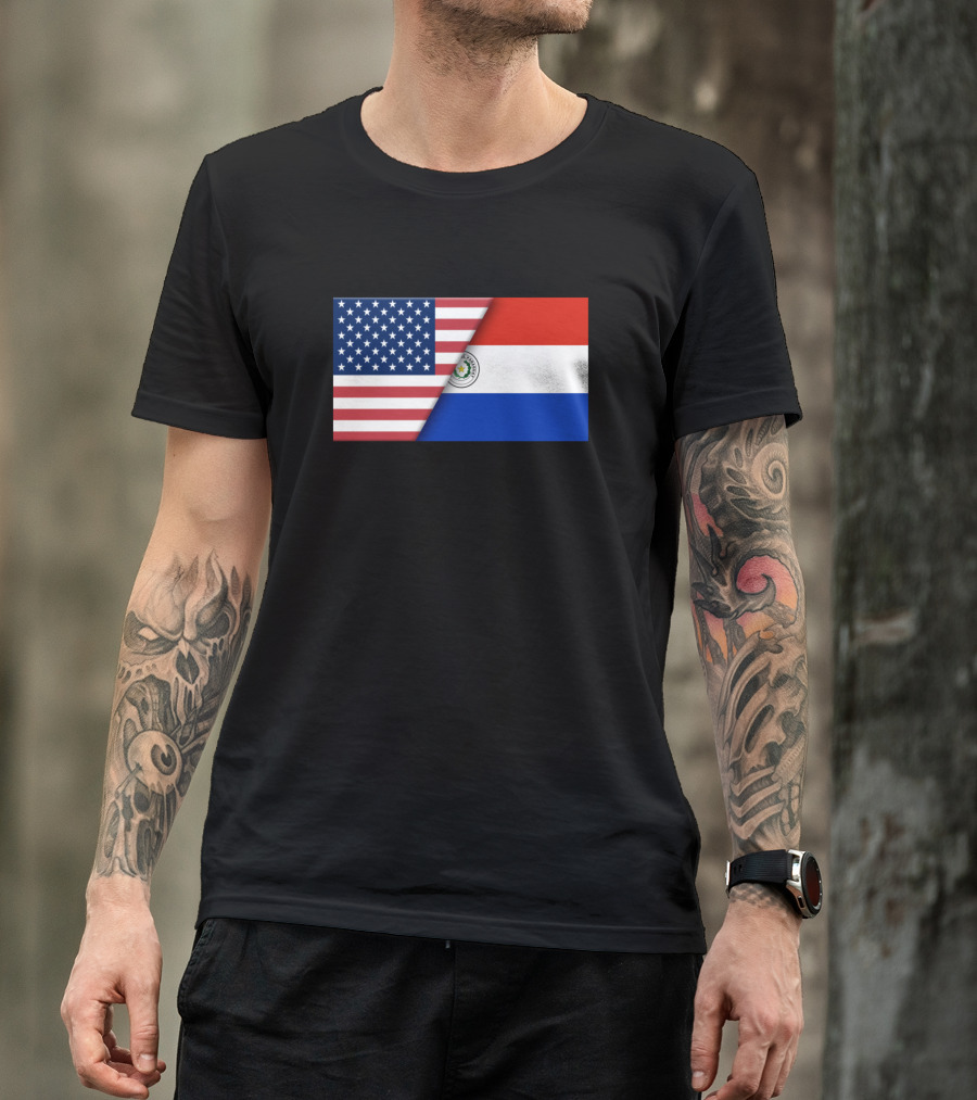 Usa Flag Paraguay Paraguayan Flag Immigrant Ancestor Heritage T-Shirt