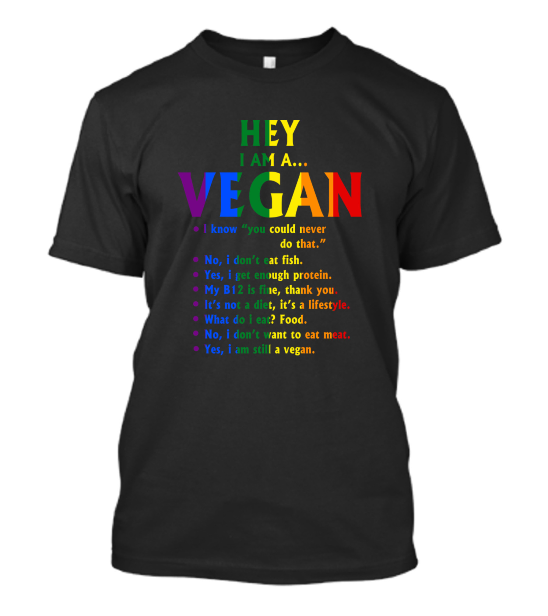 HEY I AM A VEGAN Vegans Humor Vegetables Lover Fun Lifestyle Choices T-Shirt