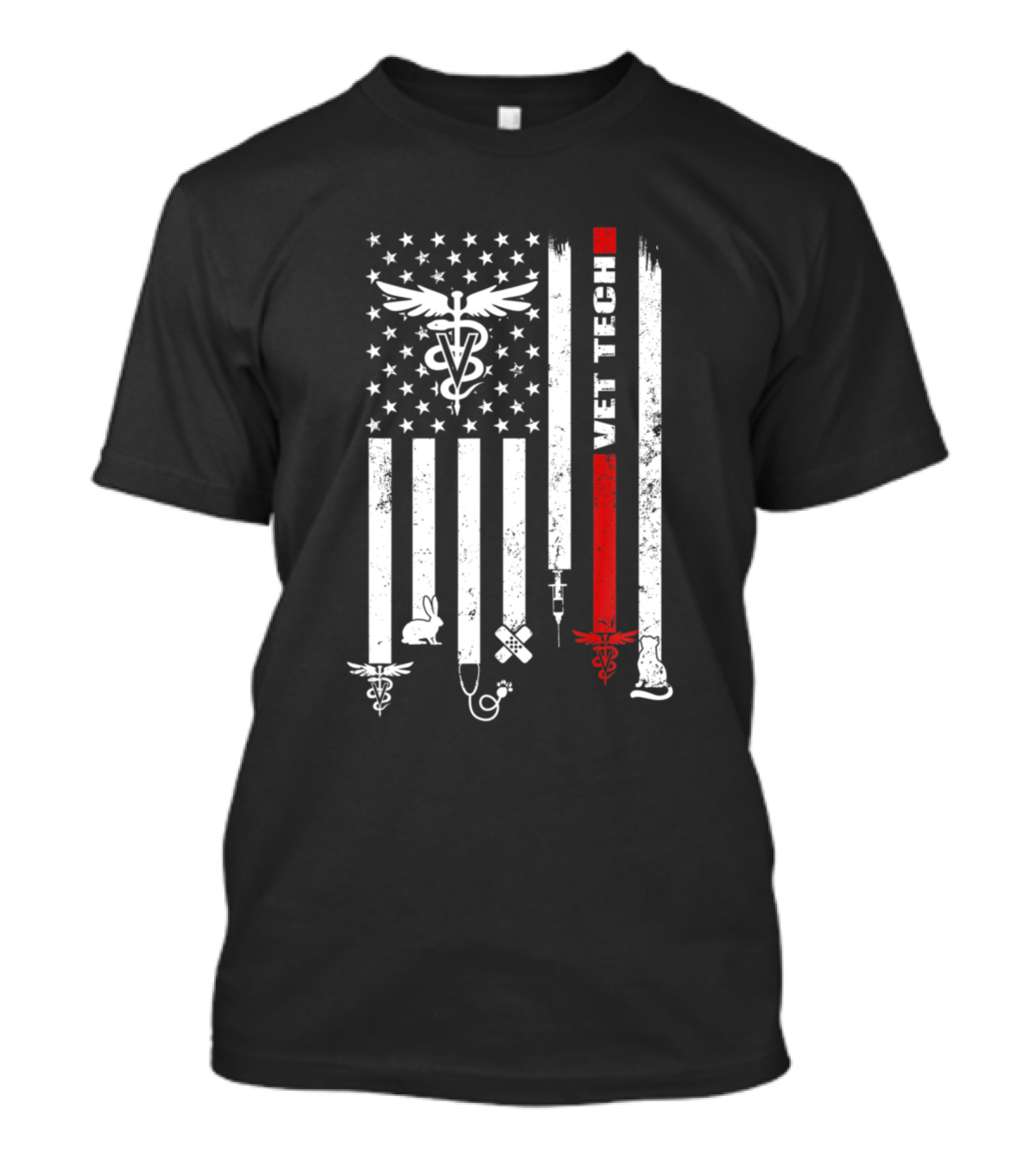Vet Tech USA Flag Veterinarian Technician Love Pets T-Shirt