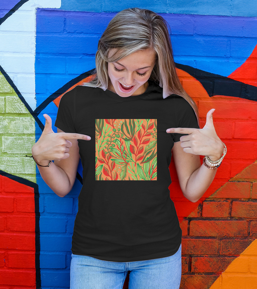 Vibrant Leaves Multicolor Tropical Foliage T-Shirt