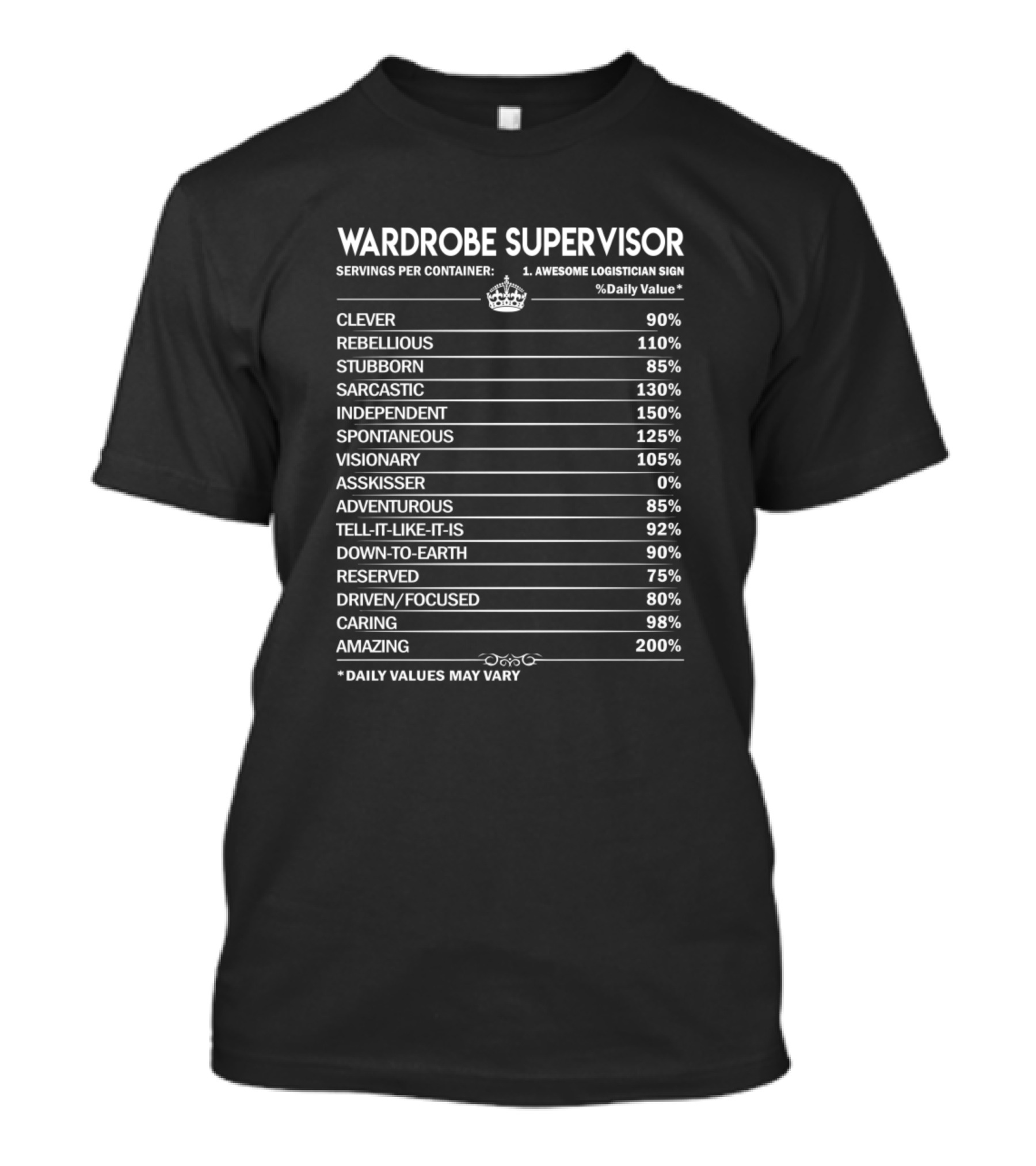 Wardrobe Supervisor Attributes Clever Rebellious Independent Funny T-Shirt
