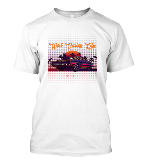 West Valley City Utah Vintage Muscle Car Sunset Palms T-Shirt