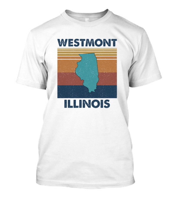 Westmont Illinois Retro Map Stripe Vintage T-Shirt