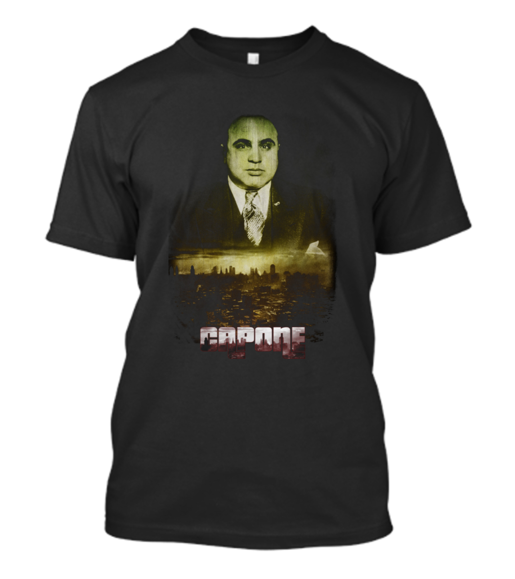 Capone Vintage Portrait With City Skyline T-Shirt